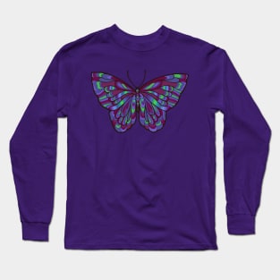 Purple and Blue Butterfly Art Long Sleeve T-Shirt